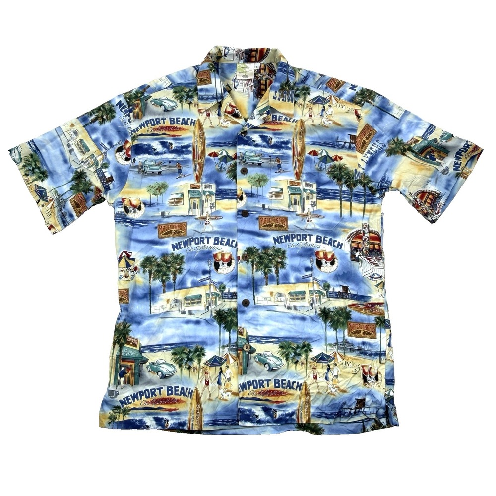 Mutt Lynchs Newporrt Beach Hawaiian Shirt by Hoffman California Fabrics Aloha L